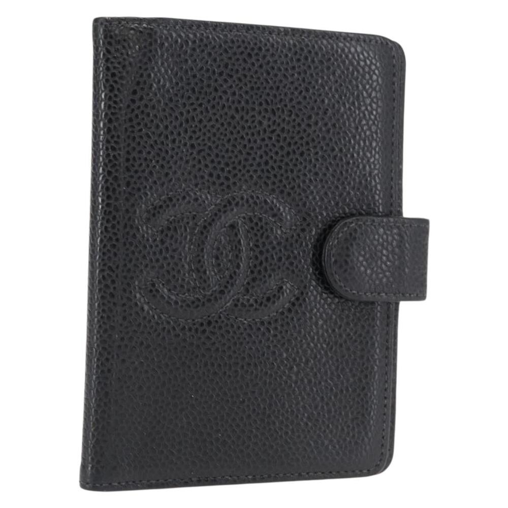 Chanel Day Planner Cover Caviar Skin Black Gold CC